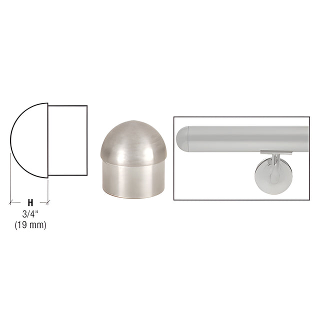 CRL Brushed Stainless Dome End Cap for 1-1/2" Tubing