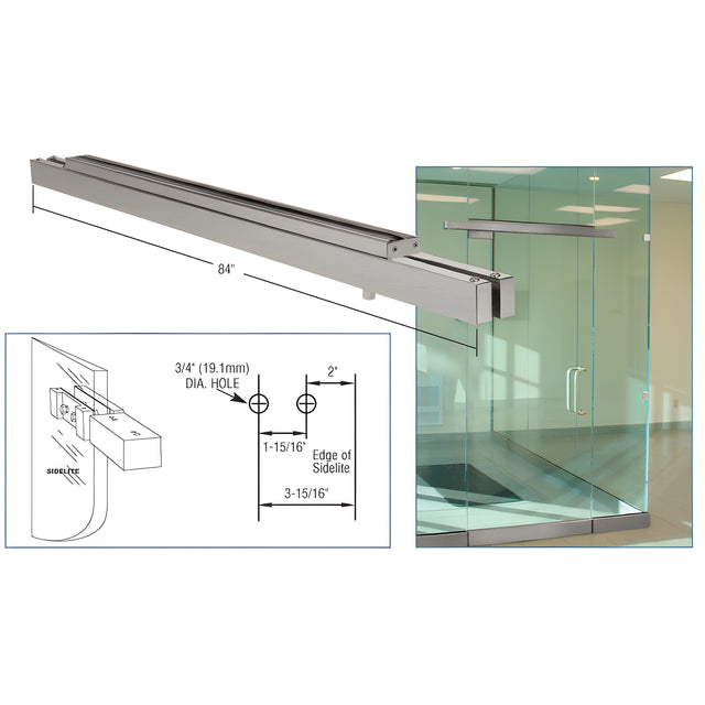 CRL Brushed Stainless Double Narrow Floating Header With Surface Mounted Top Pivots for 72" Wide Opening