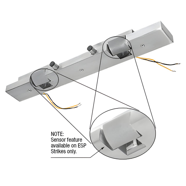CRL Brushed Stainless Electric Strike Keeper for Double Doors- Fail Safe