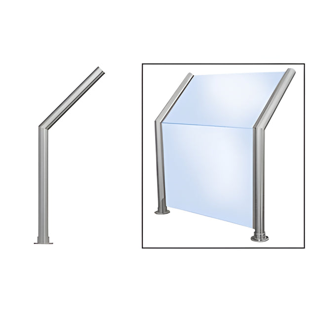 CRL Brushed Stainless Elegant 101 Series 1-1/2" Tubing Glass On Slant and Front Only Sneeze Guard