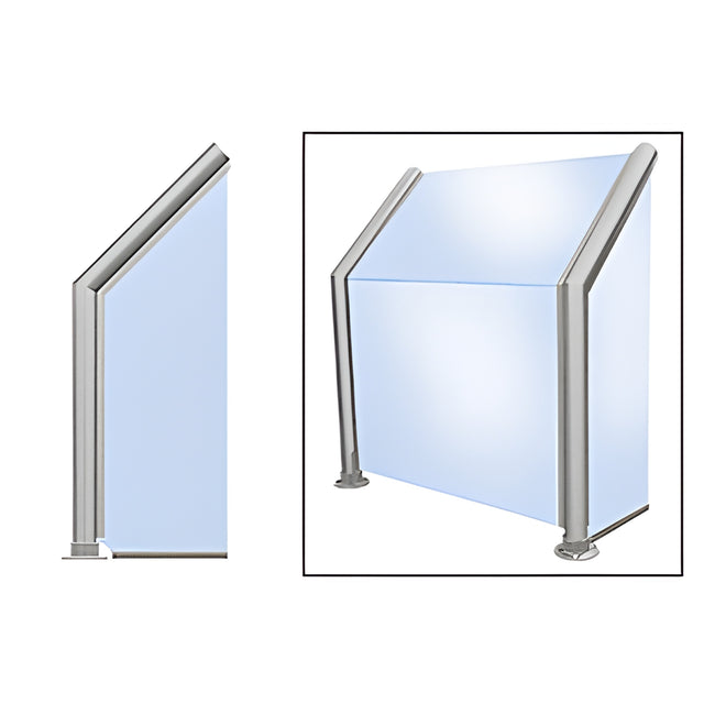 CRL Brushed Stainless Elegant 102 Series 1-1/2" Tubing Glass On Slant, Front, and One End or Both Ends Sneeze Guard