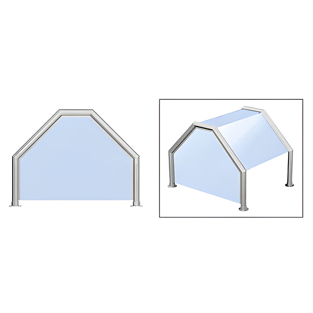 CRL Brushed Stainless Elegant 111 Series 1-1/2" Tubing Glass On Top, Slants, and One End or Both Ends Sneeze Guard
