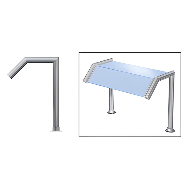 CRL Brushed Stainless Elegant 113 Series 1-1/2" Tubing Glass On Slant and Top Only Sneeze Guard