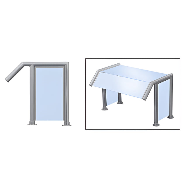 CRL Brushed Stainless Elegant 119 Series 1-1/2" Tubing Glass On Slant, Top, and One End or Both Ends Sneeze Guard
