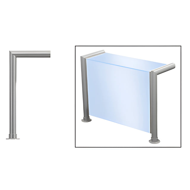 CRL Brushed Stainless Elegant 139 Series 1-1/2" Tubing Glass On Top and Front Only Sneeze Guard