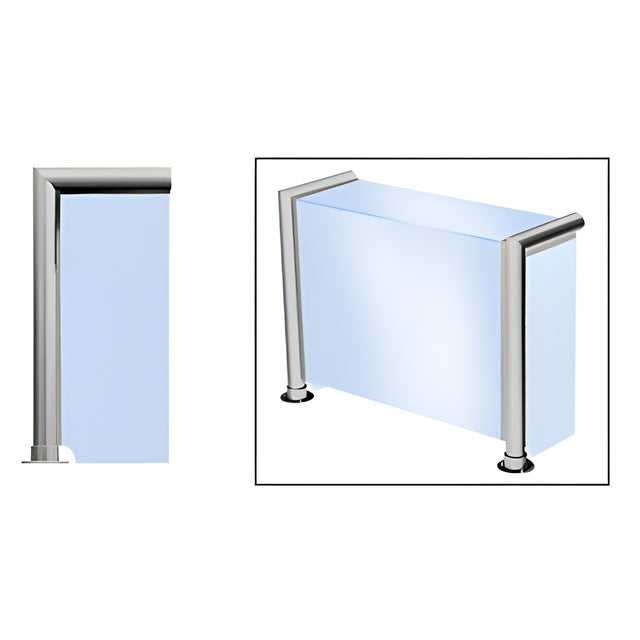 CRL Brushed Stainless Elegant 140 Series 1-1/2" Tubing Glass On Top, Front, and One End or Both Ends Sneeze Guard