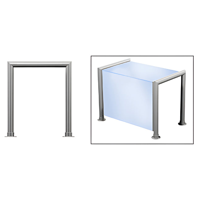 CRL Brushed Stainless Elegant 145 Series 1-1/2" Tubing Glass On Top and Front Only Sneeze Guard