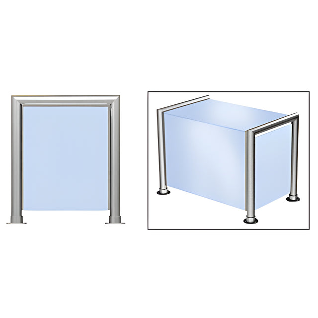 CRL Brushed Stainless Elegant 146 Series 1-1/2" Tubing Glass On Top, Front, and One End or Both Ends Sneeze Guard