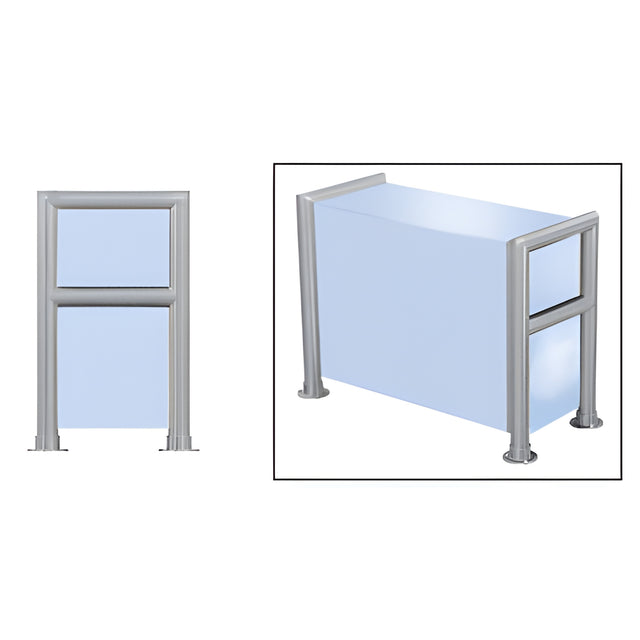 CRL Brushed Stainless Elegant 149 Series 1-1/2" Tubing Glass On Top, Shelf, Front, and One End or Both Ends Sneeze Guard