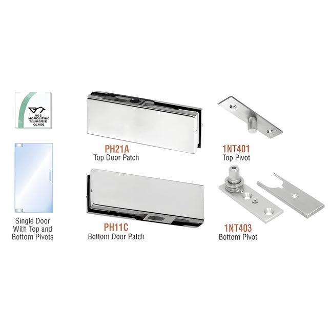 CRL Brushed Stainless European Patch Door Kit - Without Lock