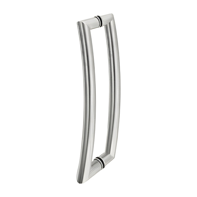 CRL Brushed Stainless Glass Mounted Curved Tubular Back-to-Back Pull Handle - 18" (457 mm)