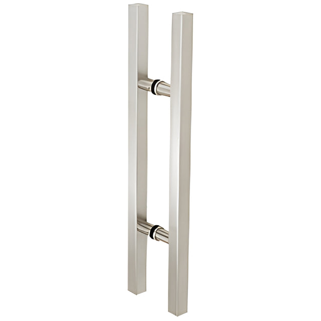 CRL Brushed Stainless Glass Mounted Square Ladder Style Pull Handle with Round Mounting Posts - 24" Overall Length