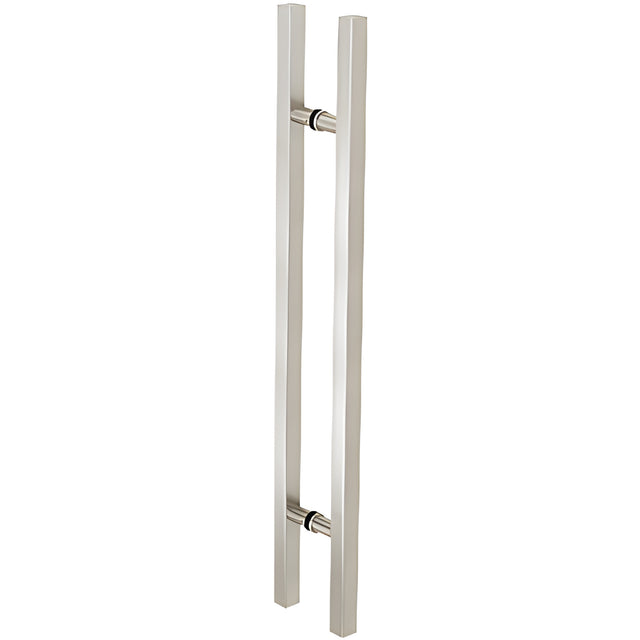 CRL Brushed Stainless Glass Mounted Square Ladder Style Pull Handle with Round Mounting Posts - 60" Overall Length