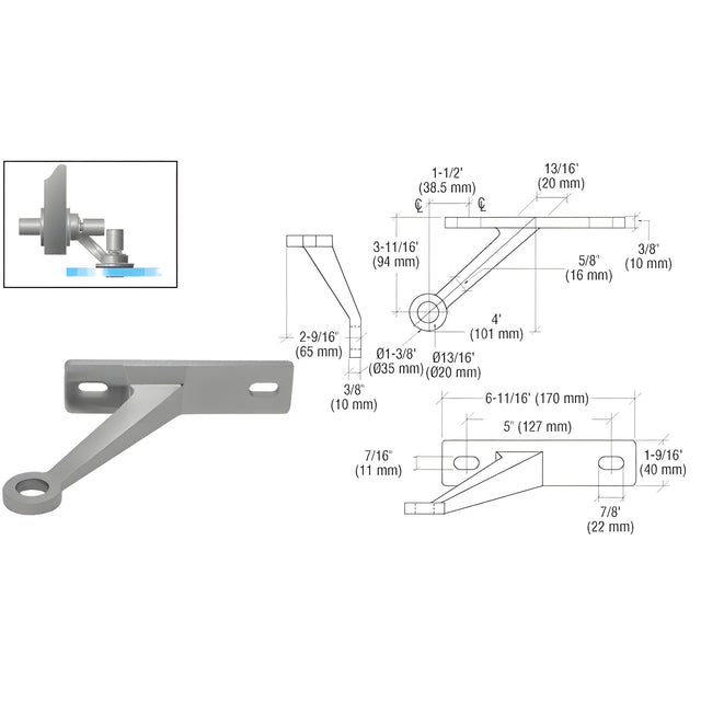 CRL Brushed Stainless Heavy-Duty Spider Fitting Single Right Arm Wall Mount Frame Spider