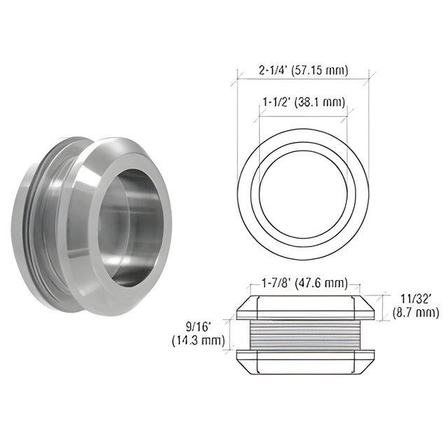 CRL Brushed Stainless Laguna Series Thru-Glass Pull