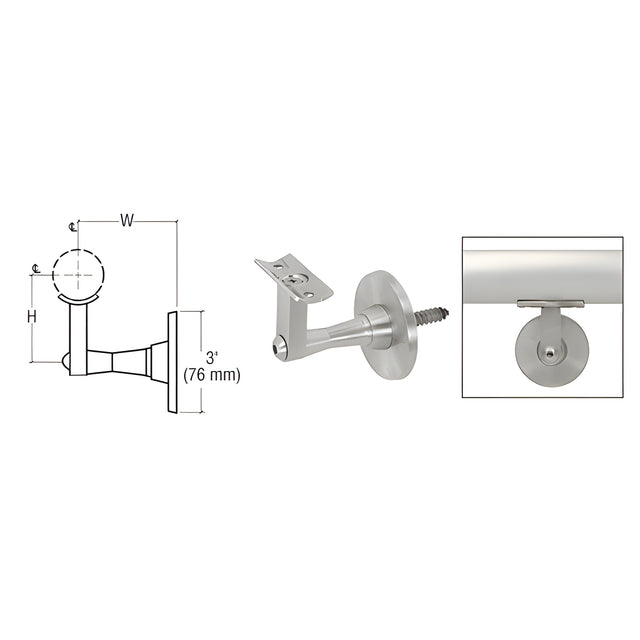 CRL Brushed Stainless Manhattan Series Wall Mounted Hand Rail Bracket