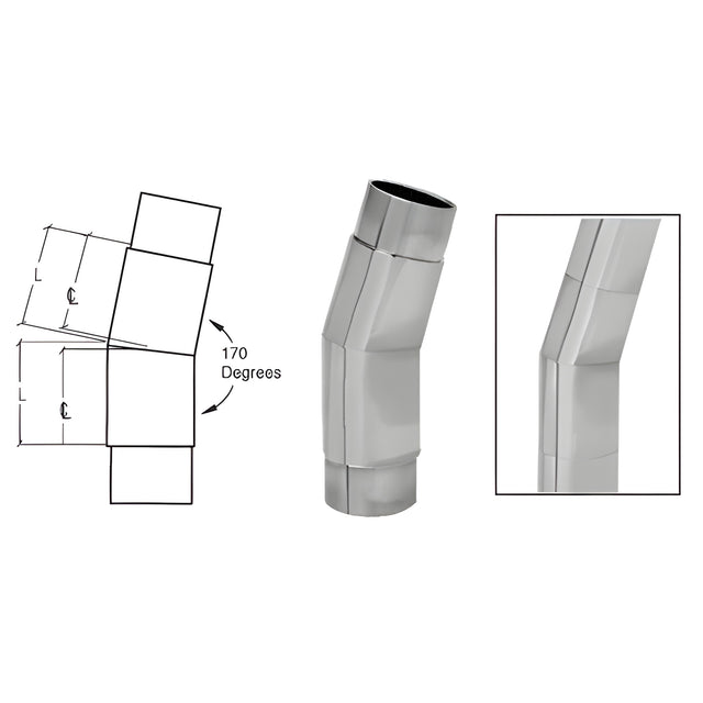 CRL Brushed Stainless Mitered Style 170 Degree Flush Angle