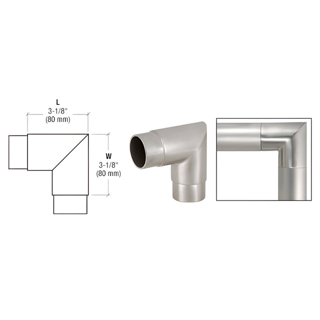 CRL Brushed Stainless Mitered Style 90 Degree Corner for 2" Tubing