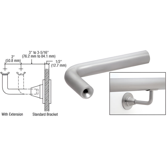 CRL Brushed Stainless Newport Series Extension Arms for HR2D Series Brackets