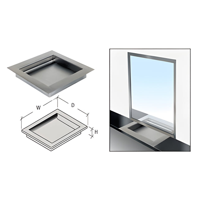 CRL Brushed Stainless Non-Ricochet Level 1 Bullet Resistant 16" W x 11" D x 1-3/4" H Drop-In Deal Tray