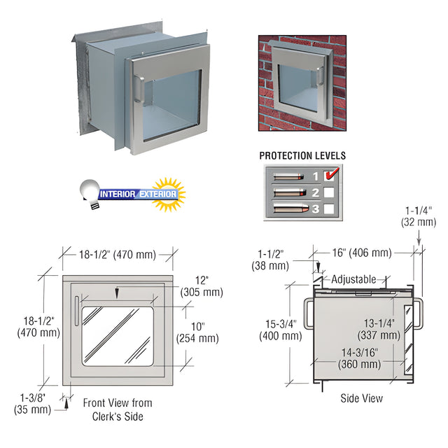 CRL Brushed Stainless Package Receiver with Clear Vision Panel Door Level 1 Protection