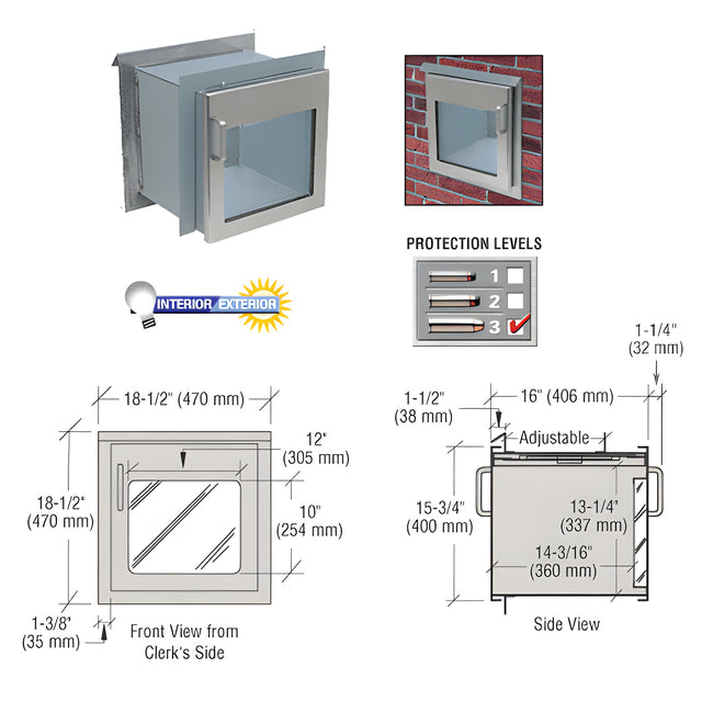 CRL Brushed Stainless Package Receiver with Clear Vision Panel Door Level 3 Protection
