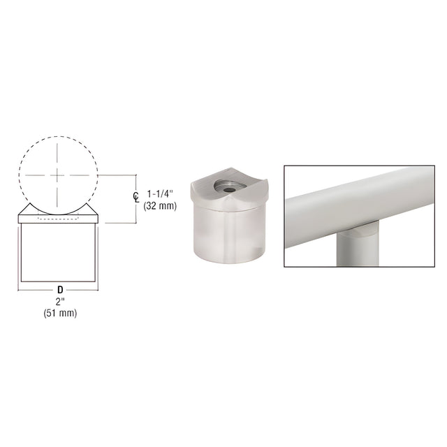CRL Brushed Stainless Perpendicular Collar for 2" Tubing