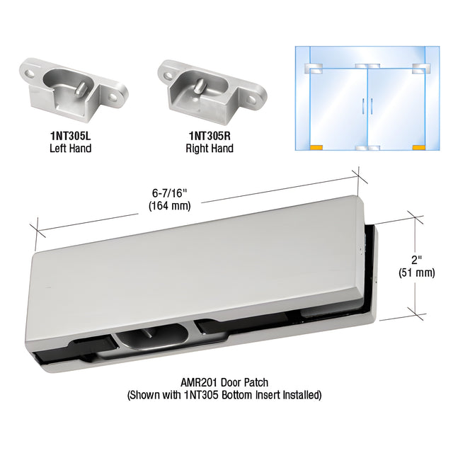 CRL Brushed Stainless RH North American Bottom Door Patch Fitting