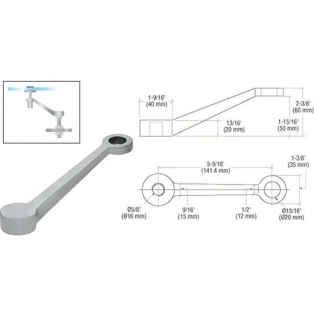 CRL Brushed Stainless Regular Duty Single Long Arm Spider Fitting Column Mount