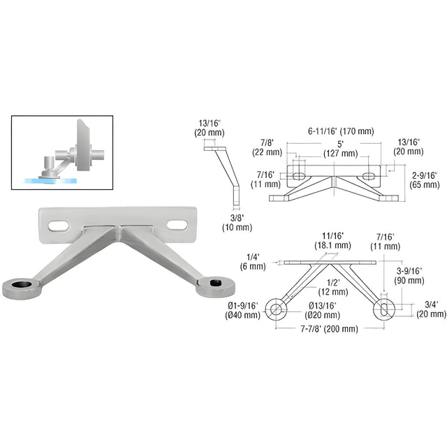 CRL Brushed Stainless Regular Duty Spider Fitting Double Arm "V" Wall Mount Frame