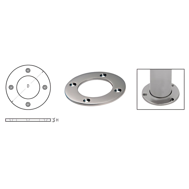 CRL Brushed Stainless Round Base Plate for 2" Round Tubing