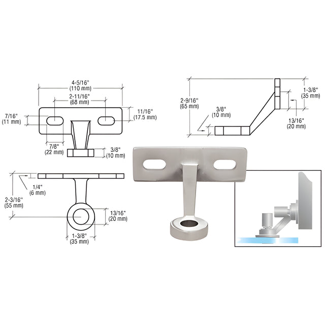 CRL Brushed Stainless Single Arm Wall/Fin Mounted Fitting