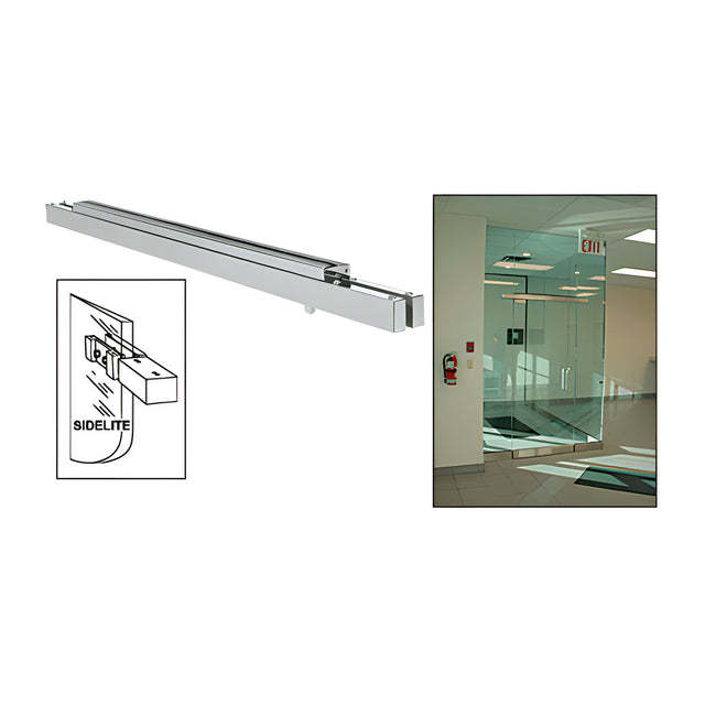 CRL Brushed Stainless Single Narrow Floating Header with Surface Mounted Top Pivots - Custom Length for 3/4" (19 mm) Glass