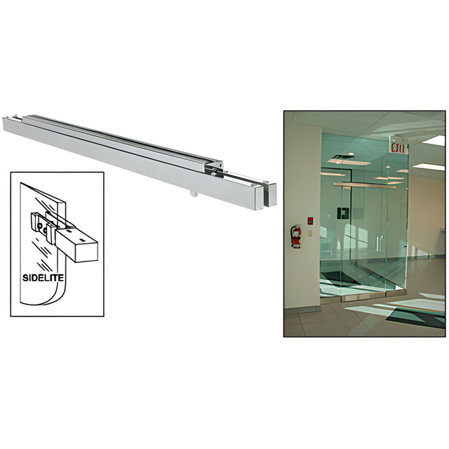 CRL Brushed Stainless Single Narrow Floating Header with Surface Mounted Top Pivots - Custom Length