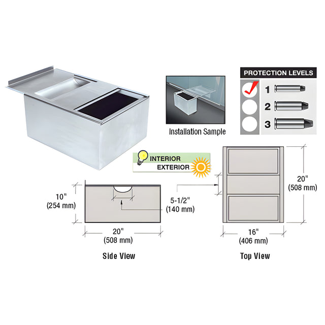 CRL Brushed Stainless Sliding Deal Drawer and Pass-Thru Bin