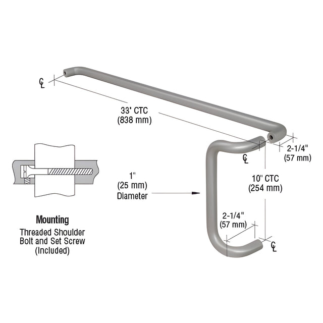 CRL Brushed Stainless Solid Push Bar and Pull Handle Set