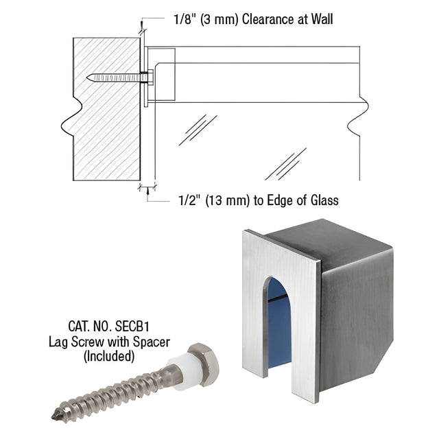 CRL Brushed Stainless Stabilizing End Cap for 11 Gauge Cap Railing