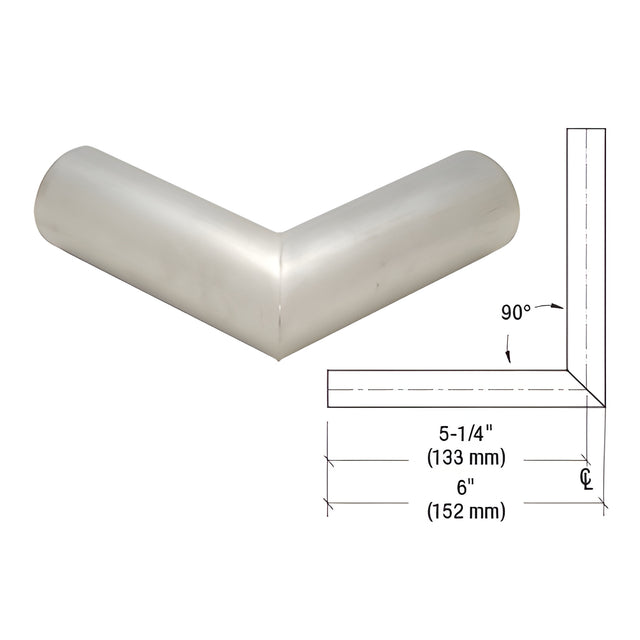 CRL Brushed Stainless Steel 1-1/2" Schedule 40 - 90 Degree Corner