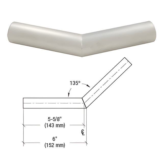 CRL Brushed Stainless Steel 1-1/4" Schedule 40 - 135 Degree Corner