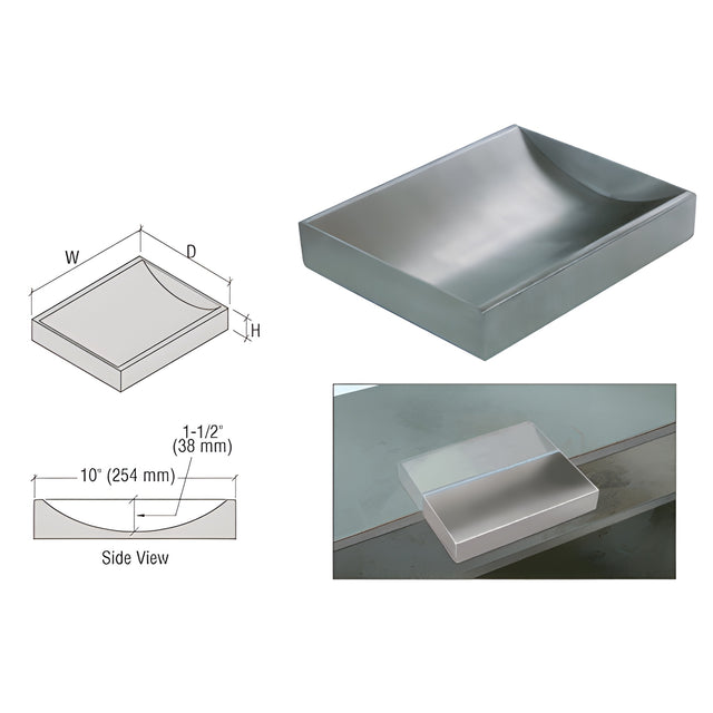 CRL Brushed Stainless Steel 12" Wide x 10" Deep x 2" High Standard Counter Top Deal Tray