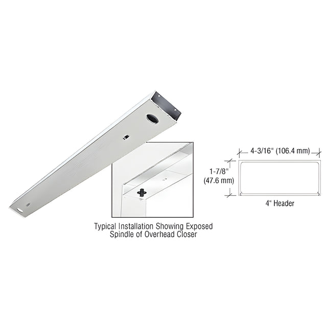 CRL Brushed Stainless Steel 4" x 72" Double Door Header