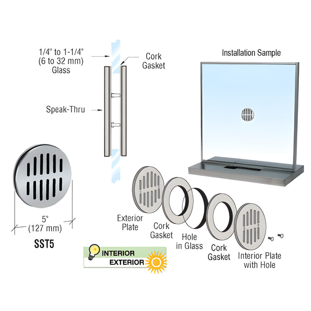 CRL Brushed Stainless Steel 5" Speak-Thru