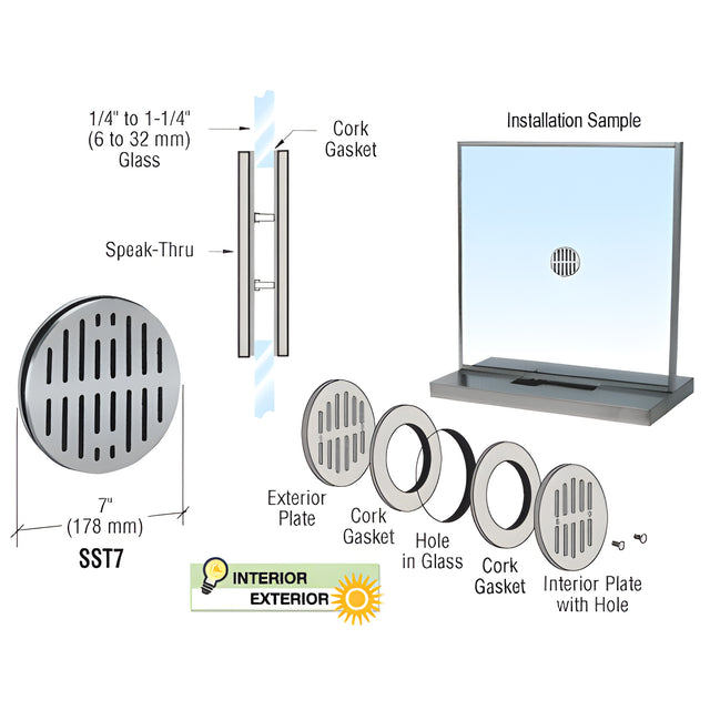 CRL Brushed Stainless Steel 7" Speak-Thru