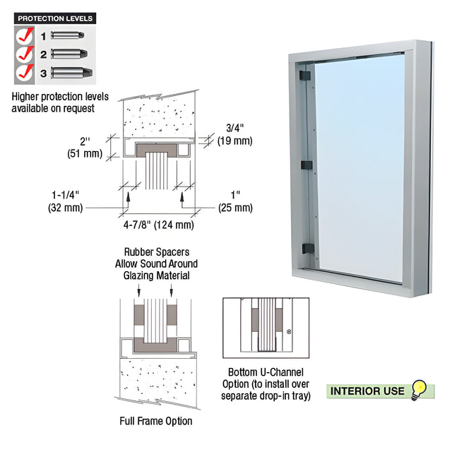 CRL Brushed Stainless Steel Frame Interior Glazed Vision Window