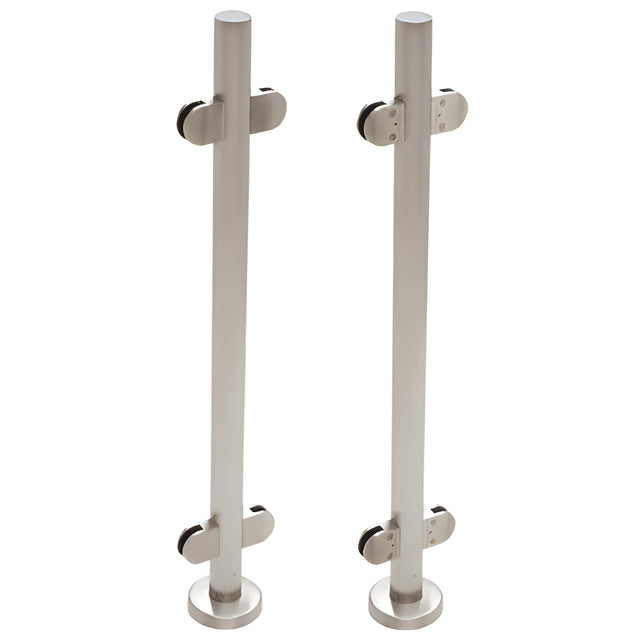 CRL Brushed Stainless Steel Schedule 40 Center Post Rail for Use with Glass Infill Panels