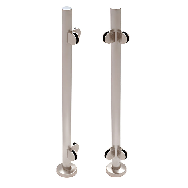 CRL Brushed Stainless Steel Schedule 40 Corner Post Rail for Use with Glass Infill Panels