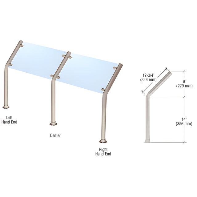 CRL Brushed Stainless Style 10 Slimline Series Fixed Glass On Slant Only Sneeze Guard - Left Hand End