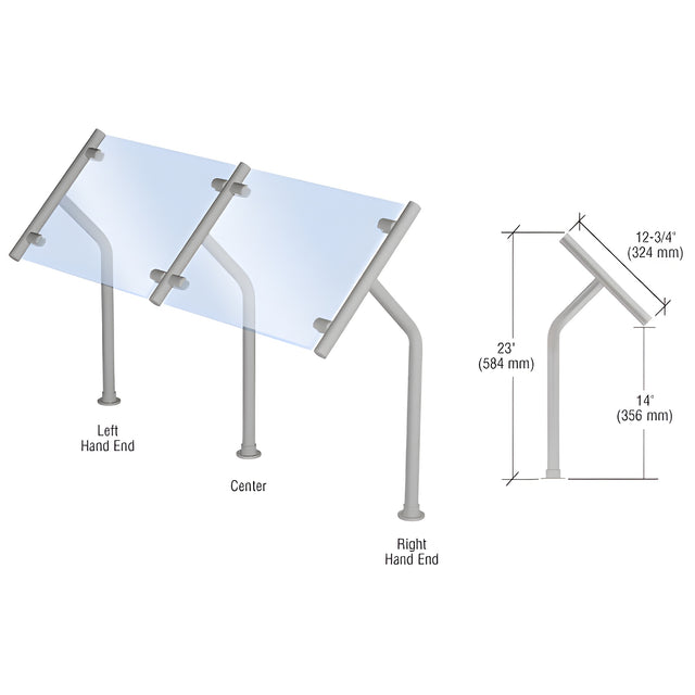 CRL Brushed Stainless Style 50 Slimline Series Fixed Glass On Slant Only Sneeze Guard - Center