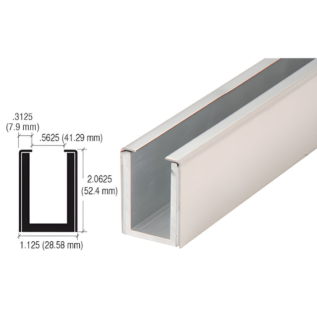 CRL Brushed Stainless Wet / Dry Glaze 2" Deep U-Channel Custom Length
