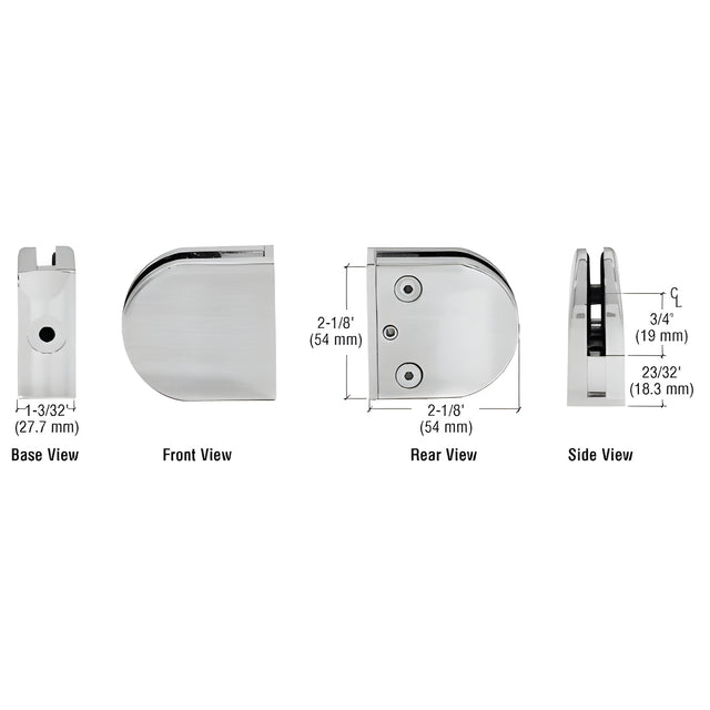 CRL Brushed Stainless Z-Series Round Type Flat Base Stainless Steel Clamp for 3/8" Glass
